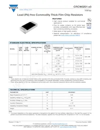 CRCW020149K9FKEE Datasheet Copertura