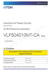 VLF504010MT-220M-CA Datasheet Copertura