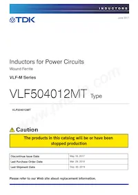 VLF504012MT-220M Datasheet Cover