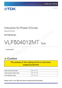 VLF504012MT-220M Datasheet Copertura