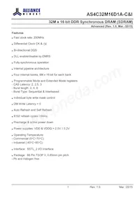 AS4C32M16D1A-5TINTR Datasheet Pagina 2