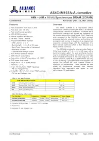 AS4C4M16SA-6BANTR Datasheet Pagina 2