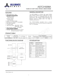 AS7C316098A-10BINTR Datasheet Pagina 2