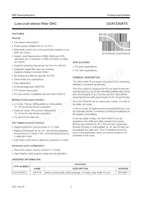 UDA1330ATS/N2 Datasheet Pagina 2