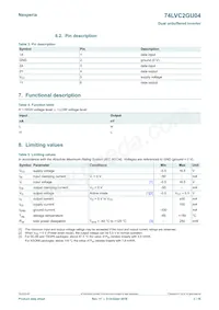 74LVC2GU04GN數據表 頁面 3