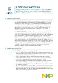 LPC2364FET100 Datenblatt Cover