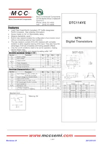 DTC114YE-TP Datenblatt Cover