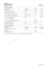 BF5030WH6327XTSA1 Datasheet Pagina 2