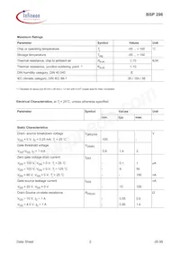 BSP296L6433HTMA1數據表 頁面 2