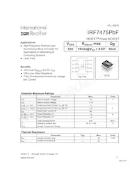 IRF7475TRPBF數據表 封面