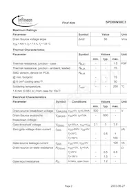 SPD08N50C3BTMA1數據表 頁面 2