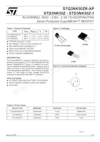 STQ3NK50ZR-AP Datasheet Cover