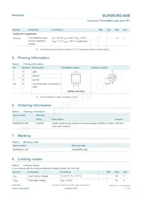 BUK963R2-40B數據表 頁面 2