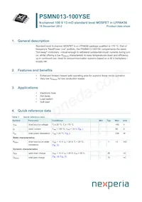 PSMN013-100YSEX Datenblatt Cover