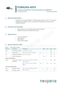 PSMN2R8-40PS Datasheet Copertura