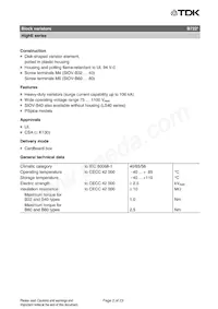 B72280B0231K001 Datasheet Pagina 2