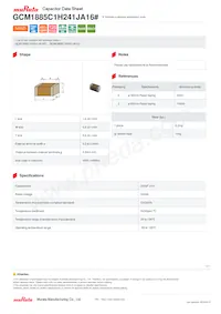 GCM1885C1H241JA16D Datasheet Cover