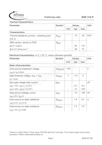 BSP316PL6327HTSA1 Datasheet Pagina 2