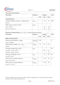 BSP324L6327HTSA1 Datasheet Pagina 2