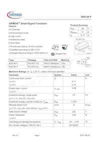 BSS84PL6433HTMA1數據表 封面