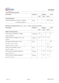 SN7002NL6433HTMA1 Datasheet Pagina 2