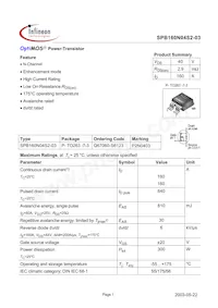 SPB160N04S203CTMA1 Datasheet Copertura