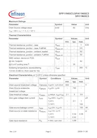 SPI11N65C3HKSA1 Datasheet Pagina 2