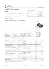 SPN02N60C3 E6433 Datasheet Cover