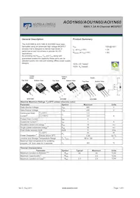 AOI1N60 Datasheet Copertura