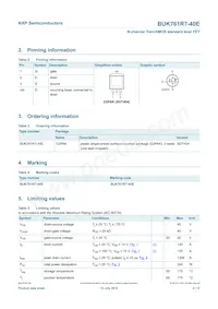 BUK761R7-40E/GFJ數據表 頁面 2