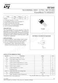 IRF840 Datasheet Copertura