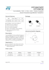 STP10NK70Z數據表 封面