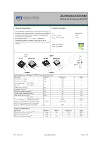 AOD5N40 Datenblatt Cover