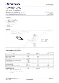 RJK0391DPA-00#J5A Datasheet Cover