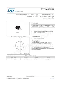 STD16N60M2 Datasheet Copertura