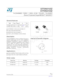 STF8NK100Z Datenblatt Cover