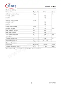 BCW60FFE6327HTSA1 Datasheet Pagina 2