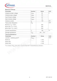 BCR 133S H6444 Datasheet Pagina 2