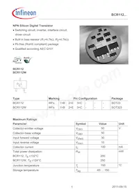 BCR112WE6327BTSA1數據表 封面