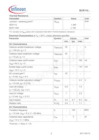 BCR112WE6327BTSA1 Datasheet Pagina 2