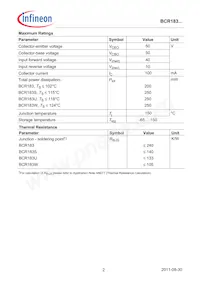 BCR183SE6433BTMA1 Datasheet Pagina 2