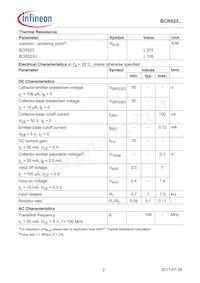 BCR523UE6327HTSA1 Datasheet Page 2