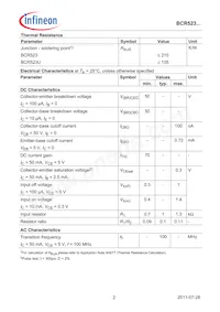 BCR523UE6327HTSA1 Datasheet Pagina 2