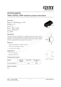 ZXTP25140BFHTA數據表 封面