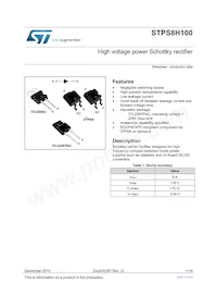 STPS8H100FP數據表 封面