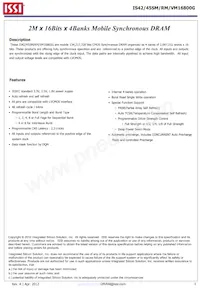 IS42VM16800G-6BL-TR Datasheet Copertura