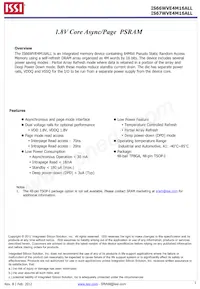 IS66WVE4M16ALL-7010BLI-TR Datasheet Cover