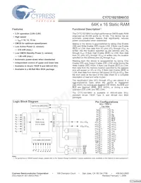 CY7C1021BNV33L-15ZXCT Datasheet Copertura