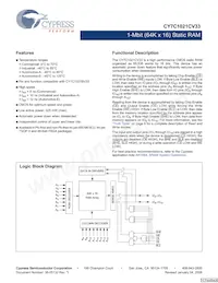 CY7C1021CV33-15ZSXAT Datenblatt Cover