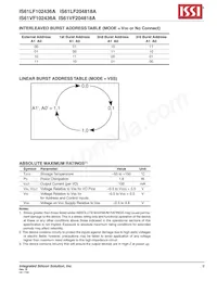 IS61LF204818A-7.5TQLI Datenblatt Seite 9